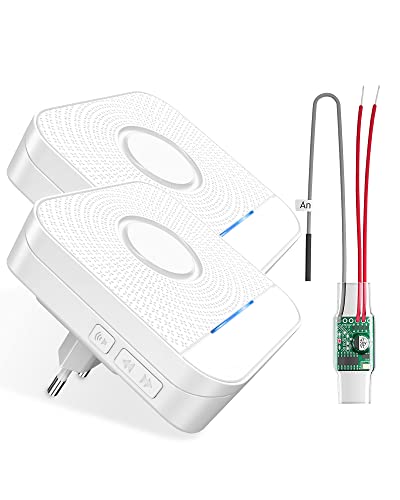 BITIWEND Funksignal Weiterleitung Funk Erweiterung Set Türklingel und Gong Weiterleitung 1 Funkkonverter + 2 Steckdose Empfänger für bestehende Klingelanlagen (Einbausender 3-24V AC/DC) von BITIWEND