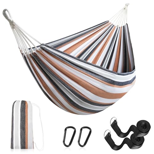 Hängematte Outdoor Camping Poly-Baumwolle Hängematten 230 x 150CM Gesamtlänge 310CM Tragbar Reise Hängematte Atmungsaktiv Hammock für Hängematten-Ständer, Garten, Camping, Strand, Balkon von BITIWEND