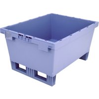 Bito Mehrwegbehälter mit Deckel/Bügel/Kufe / MB 86321D L800xB600xH323 mm, taubenblau Doppelboden von BITO