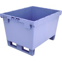 Bito Mehrwegbehälter mit Deckel/Bügel/Kufe / MB 86421D L800xB600xH423 mm, taubenblau Doppelboden von BITO