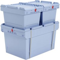 Bito Mehrwegbehälter MB mit anscharniertem zweiteiligem und umreifbaren Klappdeckel blau von BITO