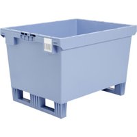Bito Mehrwegbehälter mit Deckel/Bügel/Kufe / MB 86421R L800xB600xH423 mm, taubenblau Rippenboden von BITO