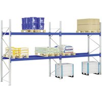 Bito Paletten-Komplettregal-Set P2 mit 2 Ebenen 1000 kg, unmontiert enzianblau 1100 mm 2 3000 kg von BITO