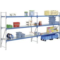Bito Weitspannregal Set / F3 Grundfeld 4 Ebenen H2500xT1100xB1350 mm, Stahlsegment enzianblau von BITO