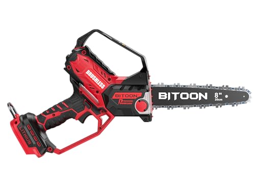 Mini Kettensäge für Milwaukee M18 Akku, Auto-Öler 8 Zoll Bürstenlose Schnurlose Beschneiden Kettensägen Batteriebetriebene Mini-Kettensäge für Holzschneiden, Baumschnitt (nur Werkzeug) von BITOON