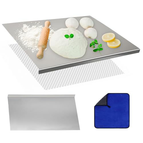 Edelstahl-Schneidebrett 30 x 40cm, Ausrollbrett zum Kneten, Edelstahl Schneidebrett mit Kante, Arbeitsplatte Knetbrett mit Antirutsch-Unterlage für Fleisch, Gemüse für Küche Bar Edelstahl-Schneidebrett 30 x 40cm, Ausrollbrett zum Kneten, Edelstahl Schneidebrett mit Kante, Arbeitsplatte Knetbrett mit Antirutsch-Unterlage für Fleisch, Gemüse für Küche Bar von BITOYO