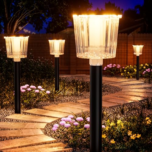 BITPOTT Superhelle Solarlampen für Außen Garten 6 Stück,Solar-Wegbeleuchtung für draußen Solarleuchten für Außen, Wetterfest IP65, LED Gartenleuchten Solar für Weg, Terrasse, Rasen & Landschaft von BITPOTT