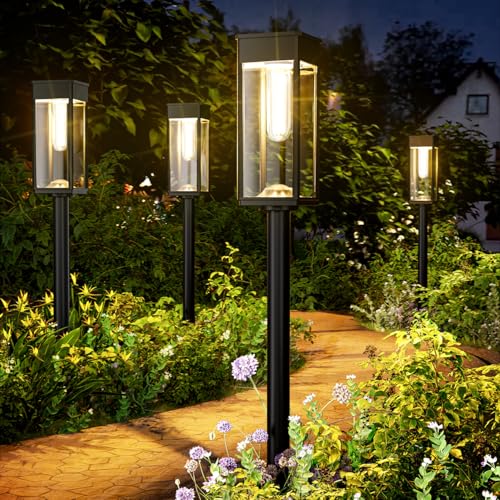 BITPOTT Solarlampen Außen Garten, Gartenleuchten Solar 2 Stücke mit Längere Arbeitzeit, Extrem Helle Garten Solarleuchten, IP65 Wassserdicht Solar Garten Deko für Balkon Terrase Outdoor warmes Weiß von BITPOTT