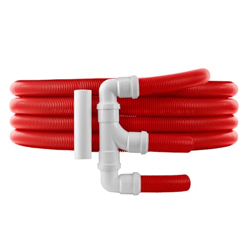 BITS4REASONS Abwasser-Ablaufrohrsystem für Wohnwagen (Doppel), rot, hohe Sichtbarkeit, mit 4 m Standortrohr-Option mit Floplast-Armaturen, CE-Norm geprüft nach EN 1451 von BITS4REASONS