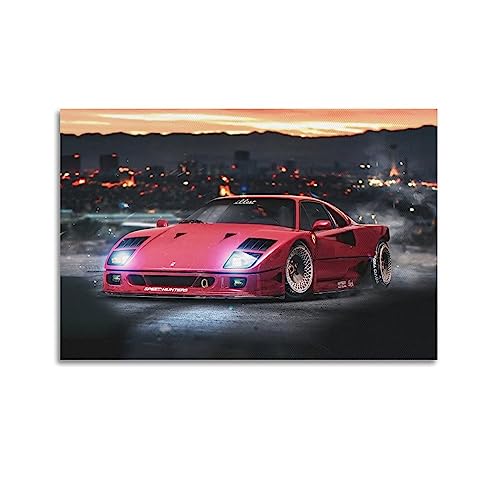 BITTU Klassisches Supersportwagen-Poster für Ferrari F40 Sportwagen, dekoratives Gemälde, Leinwand, Wand und Kunstbild, 30 x 45 cm von BITTU