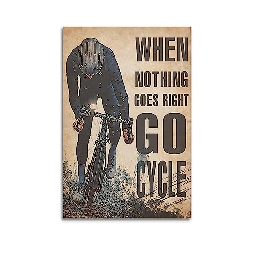 BITTU Vintage-Motivationsposter "All When Nothing Goes Right Go Cycle", dekoratives Gemälde, Leinwand, Wand- und Kunstbild, Familien-Schlafzimmer, Dekoration, 60 x 90 cm von BITTU