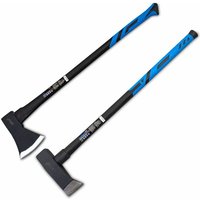2er Set Axt 1800g + Spalthammer 4kg Spaltbeil Axt Holzspalter mit Fiberglasschaft für Garten Forst und Wald von BITUXX