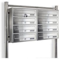 8er Postfach - Doppel Edelstahl Briefkastenanlage 8 fach Standbriefkasten System von BITUXX