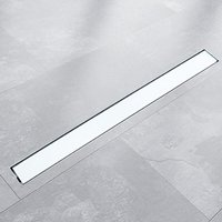 90cm Edelstahl Duschrinnen Ablaufrinnen Bodenablauf Duschrinne Duschablauf Glas Weiß von BITUXX