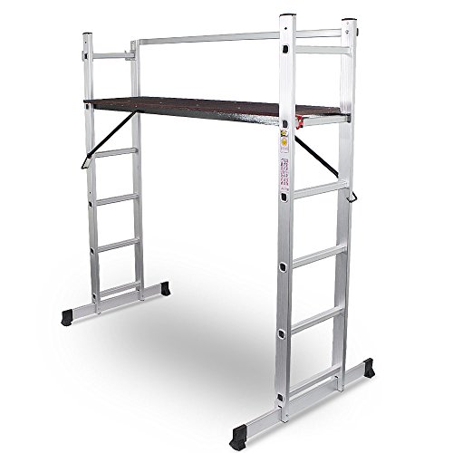 BITUXX® 3in1 universal Aluminium Multifunktionsgerüst ALU Multigerüst Alugerüst Aluminium Gerüst Bockleiter Stehleiter Anlegeleiter Leiter von BITUXX