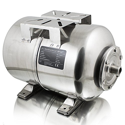 BITUXX® Edelstahl Membrankessel 24L Druckkessel Hauswasserwerk Kessel inkl Membran 1 Zoll Anschluss max. Druck 6 Bar von BITUXX