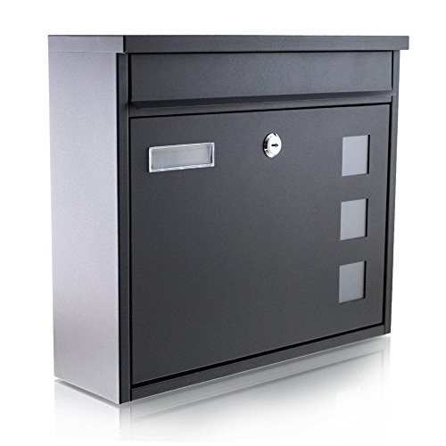 BITUXX® Wandbriefkasten Briefkasten Postkasten Mailbox Letterbox Hausbriefkasten Schwarz von BITUXX