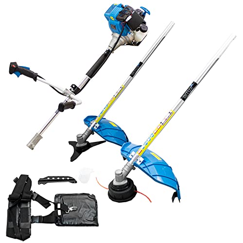 BITUXX 2in1 Benzin Motorsensen Set 4-Takt Trimmer Freischneider mit Fadenkopf 3-Zahnblatt und Doppelschultergurt - laufruhiger 4-Taktmotor - 31ccm von BITUXX