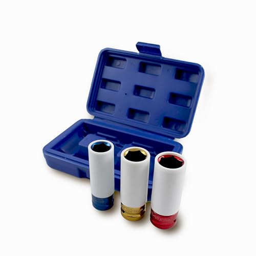 BITUXX 3 tlg Schlagnuss Set Steckschlüssel Nuss Kfz Radwechsel Pkw für Schlagschrauber oder Drehmomentschlüssel Aufnahme 1/2" (17 mm / 19 mm / 21 mm) von BITUXX