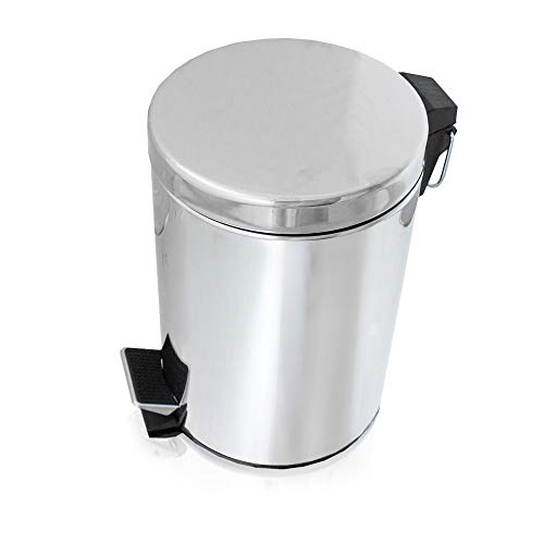 BITUXX Abfalleimer Kosmetikeimer Mülleimer 3L Treteimer Badeimer 3 Liter für Küche Bad Haushalt Aluminium Silber von BITUXX