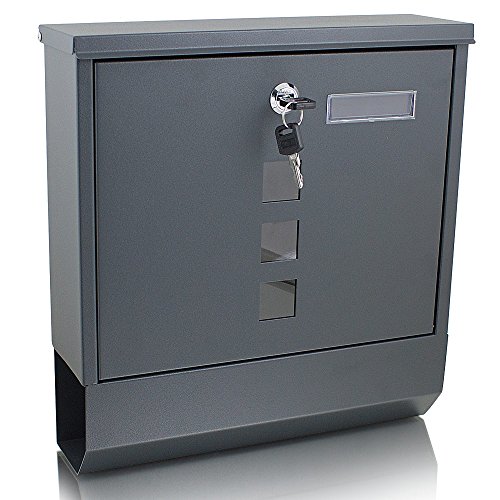 BITUXX Briefkasten anthrazit grau Post Briefkasten Wandbriefkasten mit Zeitungsrolle von BITUXX
