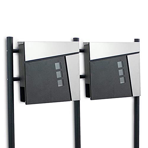 BITUXX Freistehender Design Doppel Standbriefkasten 18440 Briefkastenanlage Briefkasten mit Zeitungsfach Anthrazit Graphit Optik und Edelstahl Einwurf BITUXX Freistehender Design Doppel Standbriefkasten 18440 Briefkastenanlage Briefkasten mit Zeitungsfach Anthrazit Graphit Optik und Edelstahl Einwurf von BITUXX