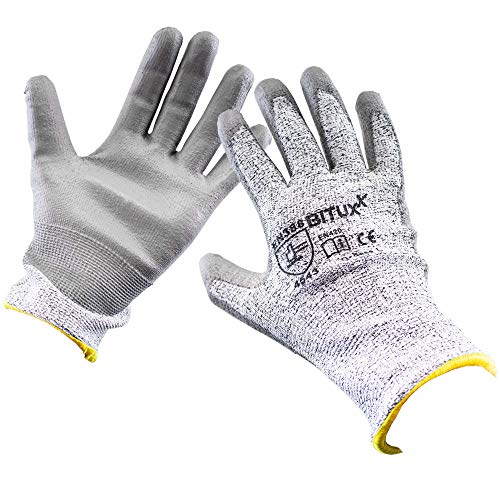 BITUXX Schnittschutzhandschuhe Arbeitshandschuhe Handschuh Schnittfest mit PU Beschichtung Gr S-XL (7-10) (S (7), 1 Paar) von BITUXX