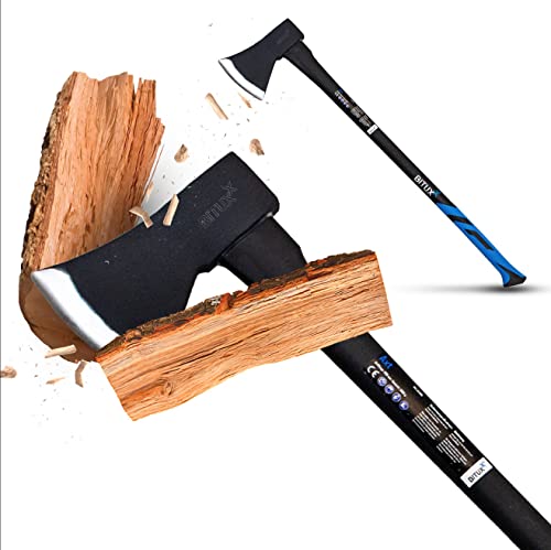 BITUXX Spaltaxt Spaltbeil Axt Beil Spalthammer Spaltkeil Fiberglas Forst Set - Die Perfekten Werkzeuge für Garten und Wald (Beil 1800g) von BITUXX