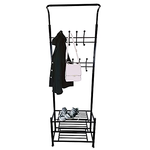 BITUXX Standgarderobe Flurgarderobe Kleiderständer Jackenständer 1,80m (Schwarz) von BITUXX