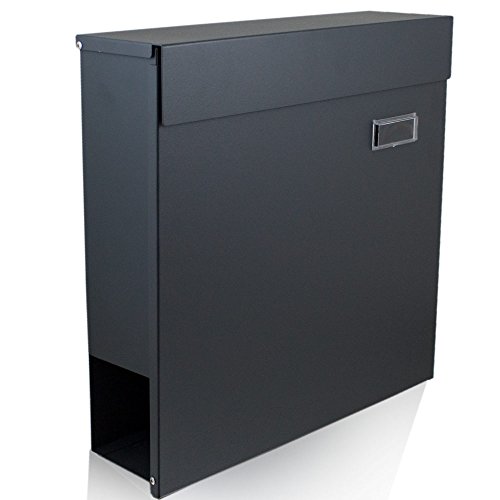 BITUXX Wandbriefkasten Briefkasten Postkasten Mailbox Letterbox mit Zeitungsfach Dunkelgrau Anthrazit von BITUXX