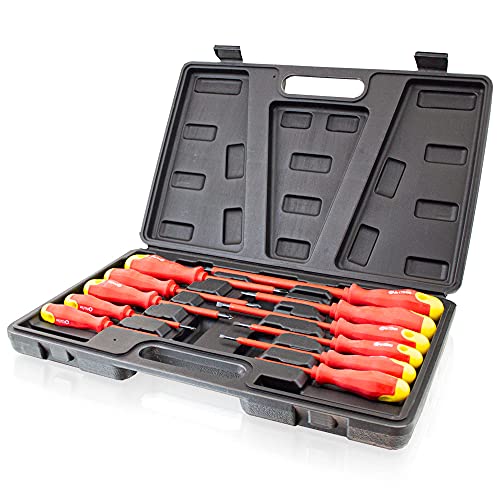 Bituxx 11 tlg. isoliertes Elektro Schraubendreher Set Kreuz Schlitz Schraubenzieher isoliert Magnetisch CrV Stahl PH von BITUXX