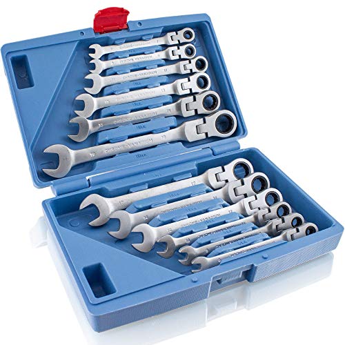 BITUXX 12 Teiliges flexible Gelenk Ratschenringschlüssel Maulschlüssel Ratschenschlüssel Ringschlüssel Gelenkschlüssel Set 72 Zähne 5 Grad Rückstellwinkel Größen 6 mm bis 19 mm BITUXX 12 Teiliges flexible Gelenk Ratschenringschlüssel Maulschlüssel Ratschenschlüssel Ringschlüssel Gelenkschlüssel Set 72 Zähne 5 Grad Rückstellwinkel Größen 6 mm bis 19 mm von BITUXX