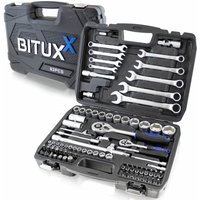 Bituxx - 82 tlg Knarrenkasten Ratschenschlüssel Werkzeugkoffer Werkzeugkiste bestückt - Schwarz von BITUXX