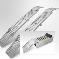 Bituxx Auffahrrampen Verladerampe 250kg Auffahrschiene Auffahrbock klappbar Silber von BITUXX