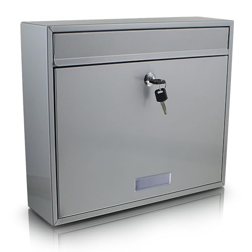 Bituxx Briefkasten Wandbriefkasten Postkasten Metall mit Fronteinwurf Silbergrau von BITUXX