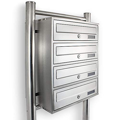 Bituxx Edelstahl Stand-Briefkastenanlage Postkasten Letterbox Mailbox mit 4 Fächer Bituxx Edelstahl Stand-Briefkastenanlage Postkasten Letterbox Mailbox mit 4 Fächer von BITUXX
