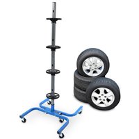 Felgenbaum mit Rollen Stabiler Reifenständer für 4 Räder (bis 245mm) Autoreifen Aufbewahrung Reifenbaum Felgenständer aus Stahl, 150kg Belastung von BITUXX