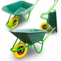 Bituxx Gartenschubkarre Hellgrün mit PVC Wanne Grün und Polyurethan Rad Gelb von BITUXX