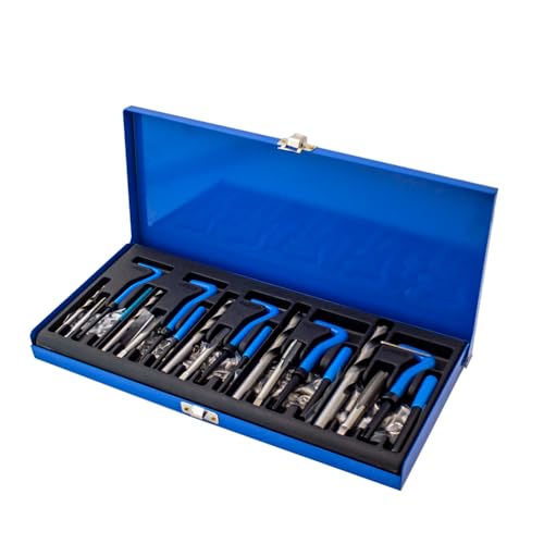 Bituxx Gewinde Reparatur Werkzeug Satz 131 tlg. (M5 M6 M8 M10 M12) Schneideisen Bohrer Gewindeschneider von BITUXX