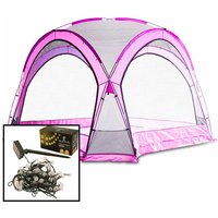 Bituxx - Pavillon Dome Festzelt Partyzelt 3,5x3,5m Garten Pavillion Gartenzelt Bierzelt Dach (Pink) inklusive 2x 10m led Solar Lichterkette von BITUXX