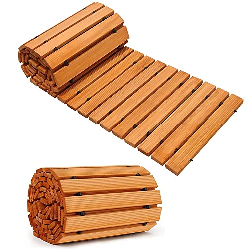 Bituxx Rollweg Holz Holzweg Gartenweg Gehweg Trittplatten Gartentritte Zedernholz ausrollbar 250x43cm von BITUXX