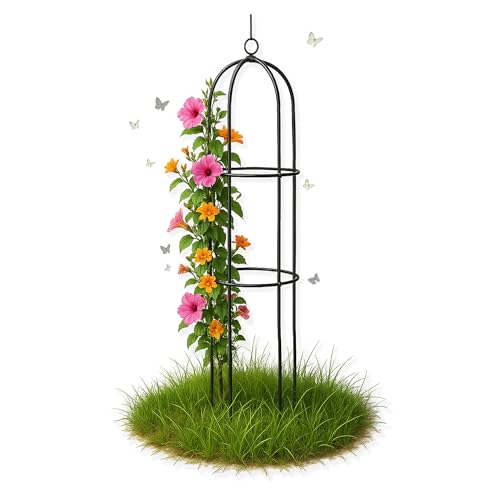 Bituxx Rosenturm Obelisk Rosenbogen Metall Rankbogen Gartenbogen Torbogen Rundbogen Rankhilfe Garten Rankgitter 150cm von BITUXX