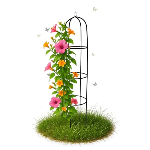 Bituxx Rosenturm Obelisk Rosenbogen Metall Rankbogen Gartenbogen Torbogen Rundbogen Rankhilfe Garten Rankgitter 195cm von BITUXX