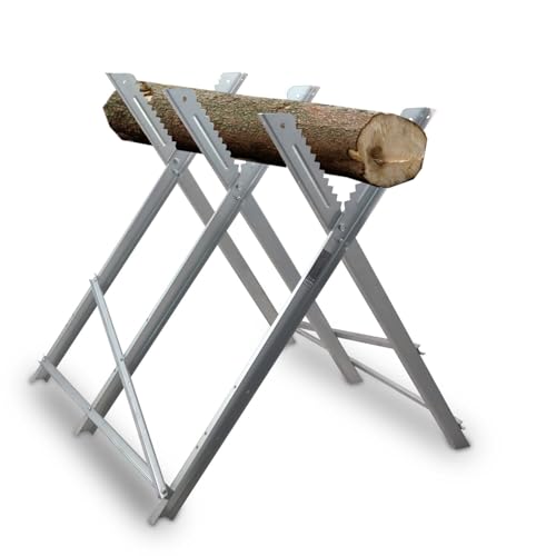 Bituxx Sägebock Arbeitsbock Holzsägebock Holzschneidebock mit Haltezacken Klappbock klappbar Brennholz bis Ø26 cm max.150kg 80x82x82 cm von BITUXX