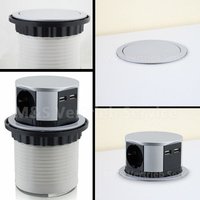 Bituxx - Tischsteckdose 3 fach versenkbar rund 3er Steckdosenleiste mit 2x usb von BITUXX