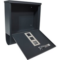 Bituxx - Briefkasten anthrazit grau Post Briefkasten Wandbriefkasten mit Zeitungsrolle rund von BITUXX