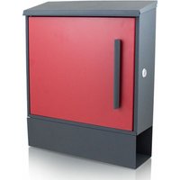Design Metall Briefkasten Rot Grau Postkasten mit Zeitungsfach Wandbriefkasten von BITUXX
