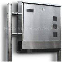Bituxx - Edelstahl Standbriefkasten Briefkasten Postkasten Mailbox Letterbox Briefkastenanlage Eckig mit Zeitungsrolle Eckig von BITUXX