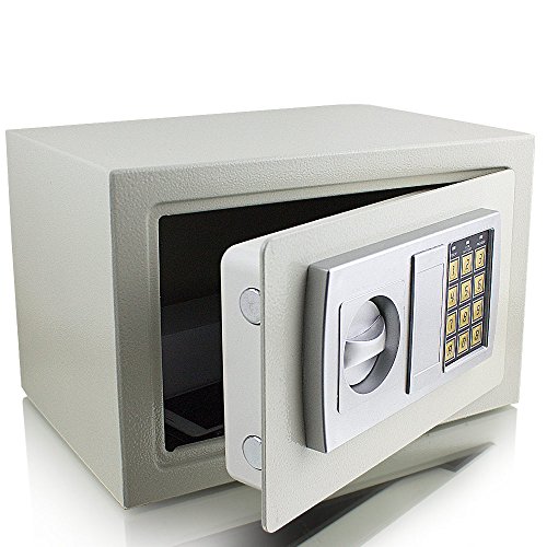 Elektronischer Möbeltresor Minitresor Wandtresor Wandsafe Schranktresor Geldsafe Lichtgrau Maße(B/H/T): 310 mm x 200 mm x 220 mm - Türstärke: 3 mm von BITUXX