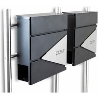 Freistehender Design Doppel Standbriefkasten 16779 Briefkastenanlage Graphit mit Edelstahl Ständern von BITUXX